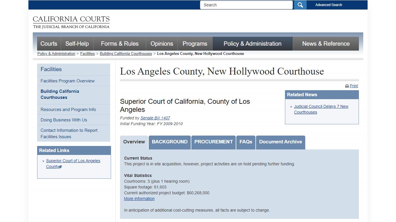 Los Angeles County, New Hollywood Courthouse - facilities_program